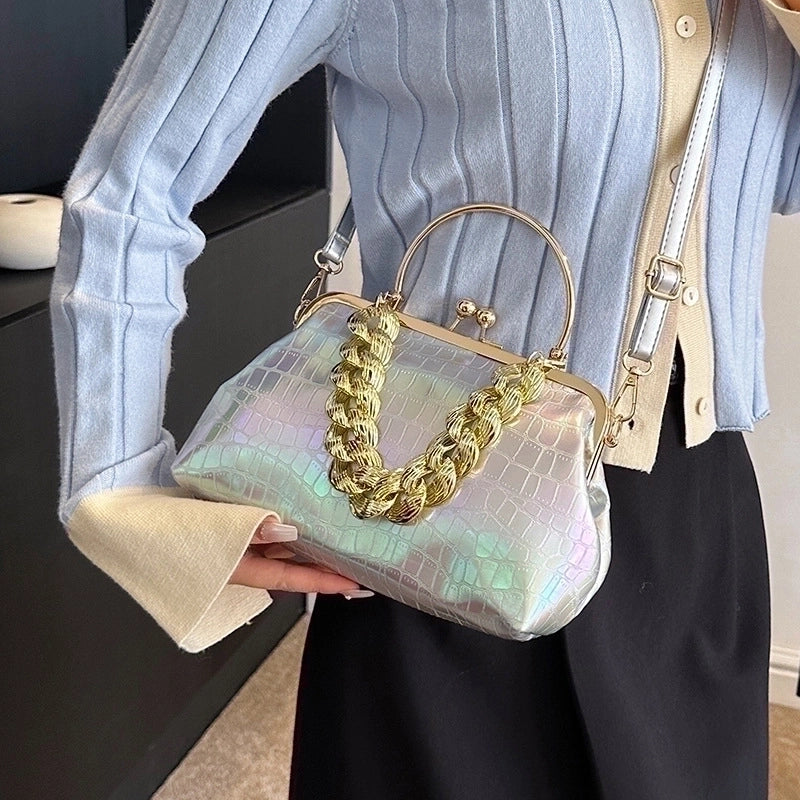 Women's Small Pu Leather Solid Color Streetwear Shell Buckle Shoulder Bag Crossbody Bag Dome Bag