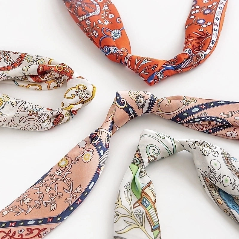 Women's Vintage Style Flower Grain Imitated Silk Silk Scarf