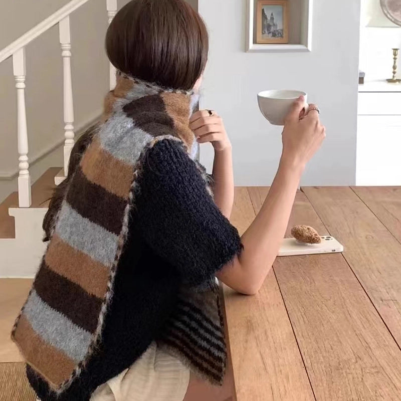 Women's Minimalist Stripe Polyester Fleece Scarf