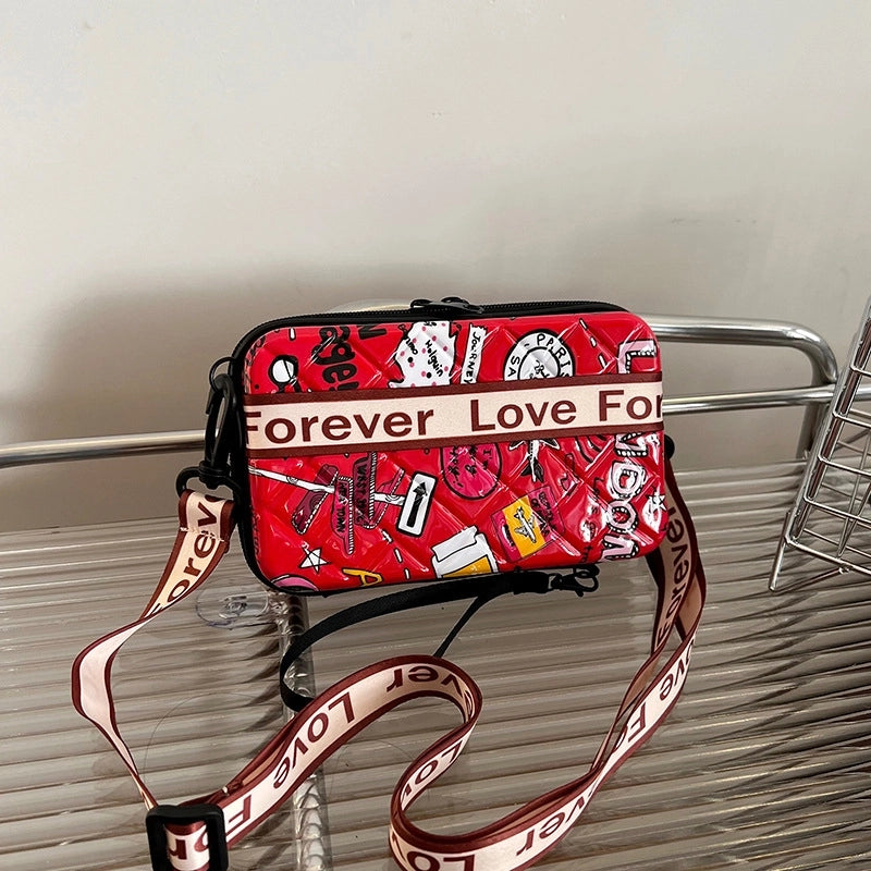 Women's Medium PVC Letter Polka Dots Butterfly Streetwear Square Zipper Square Bag