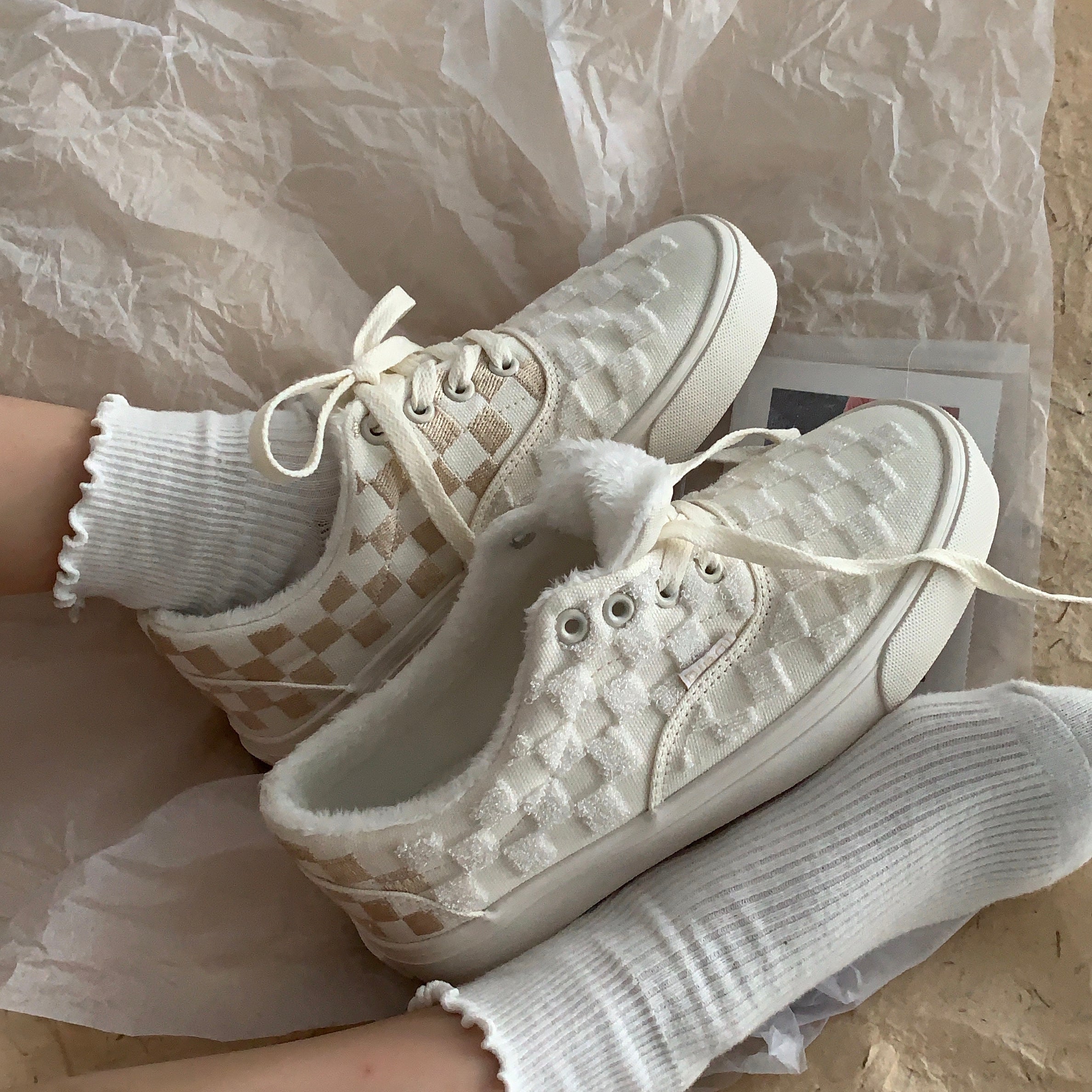 Plaid canvas shoes KF81679