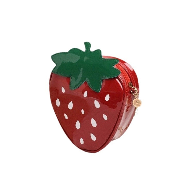 Women's Small PU Strawberry Streetwear Heart-shaped Zipper Underarm Bag