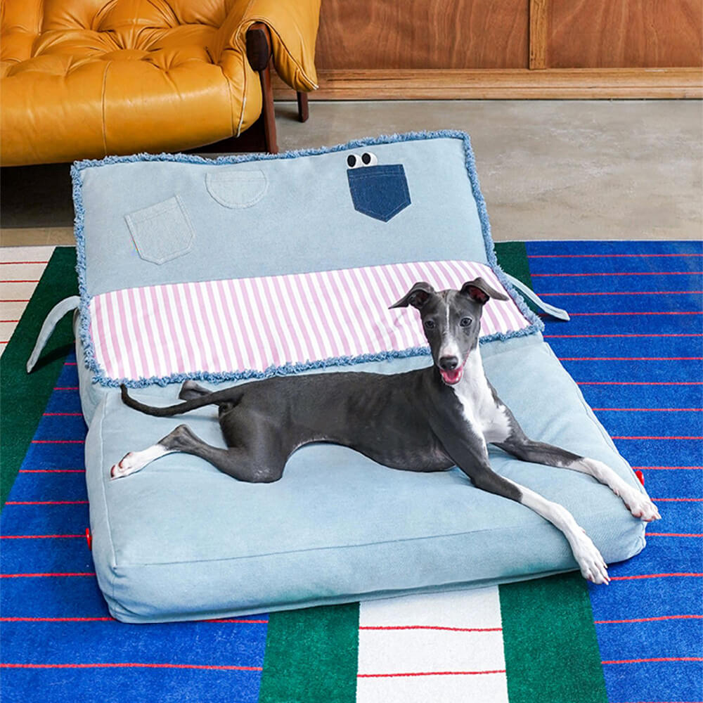 Spacious Foldable Denim Multi-Functional Dog & Cat Sofa Bed