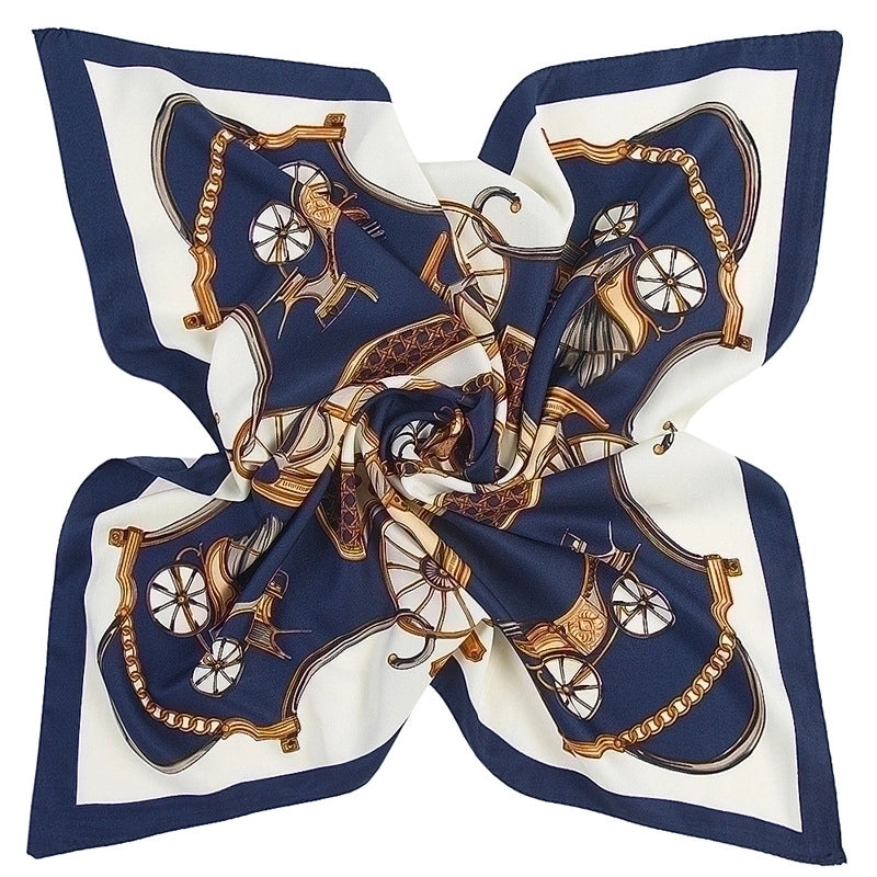 Ladies New 60cm Simulation Silk Twill Silk Carriage Flower Square Scarf