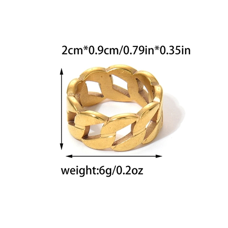 Hip-Hop Rock Streetwear Geometric 304 Stainless Steel 14K Gold Plated Rings
