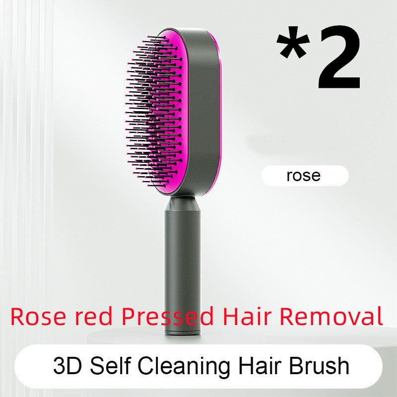 Self-cleaning hairbrush for women. One-button cleaning airbag to prevent hair loss