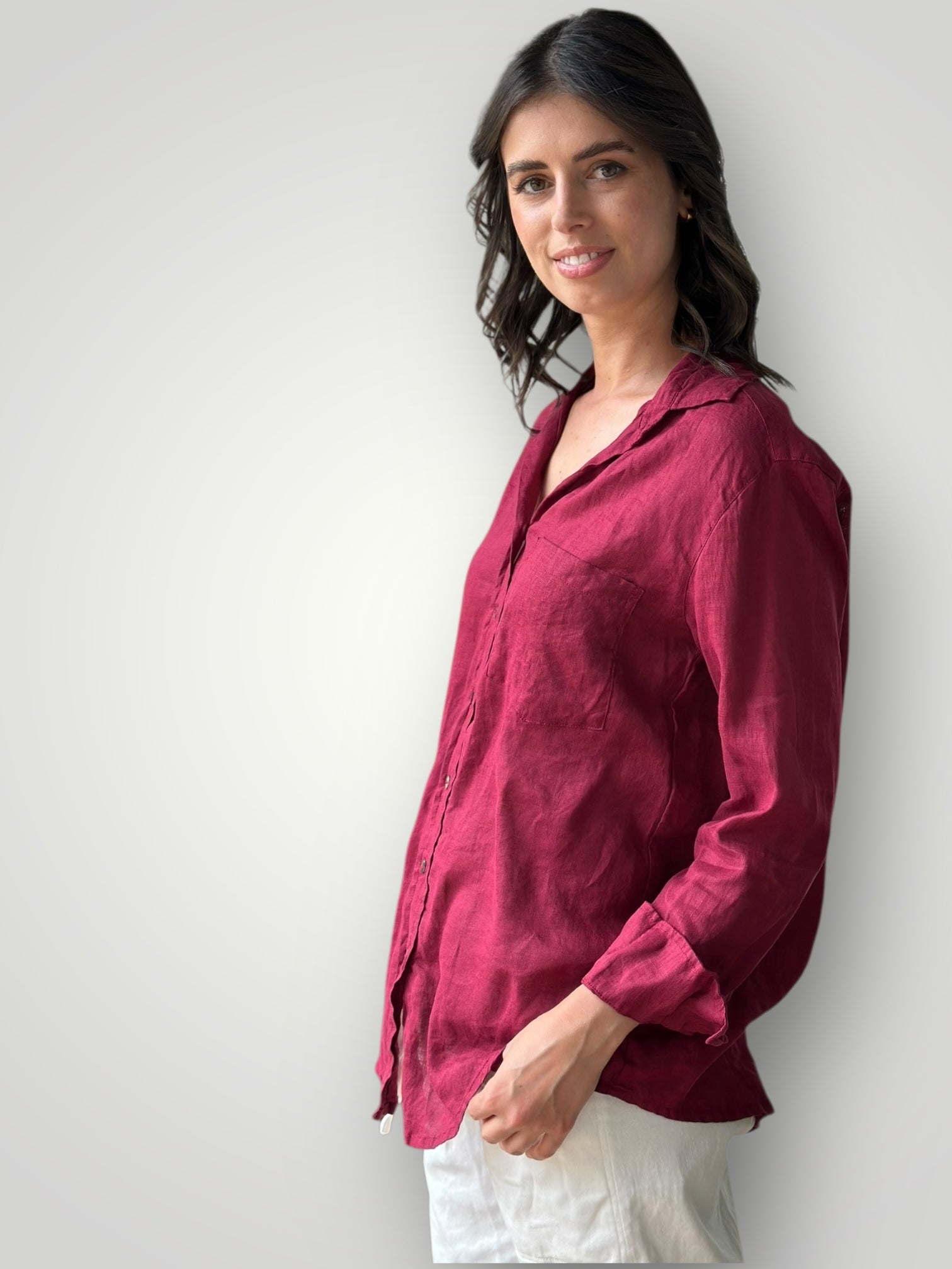 erika shirt - merlot linen