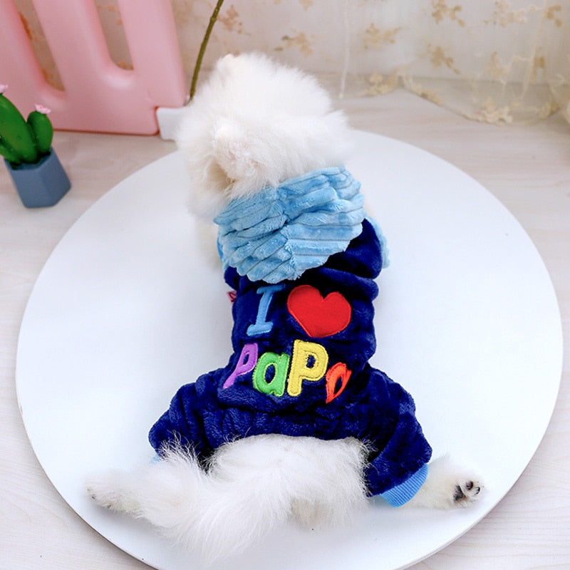 Letter Printed Warm Puppy Coat