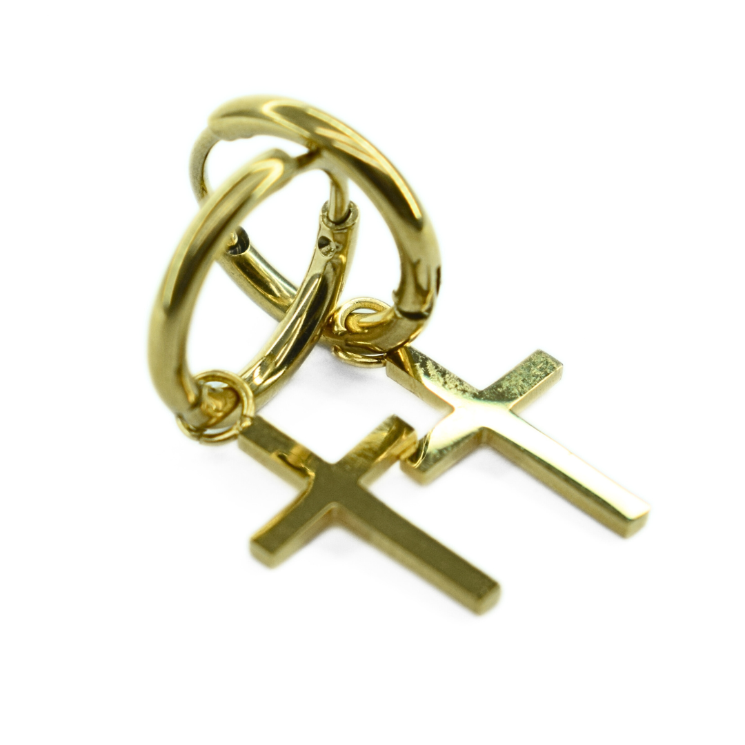 Cross charm hoop - Gold