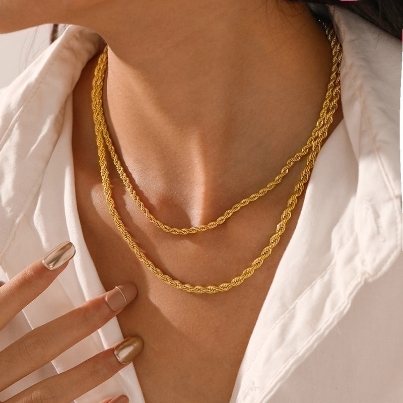 Fashion Twist 304 Stainless Steel Plating Stainless Steel Necklaces