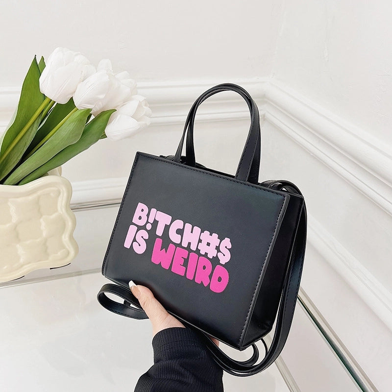 Women's Medium Pu Leather Letter Fashion Square Zipper Crossbody Bag