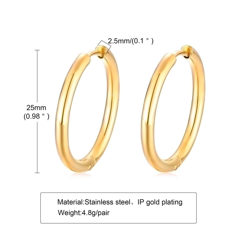 1 Pair Minimalist Solid Color Plating 304 Stainless Steel Hoop Earrings