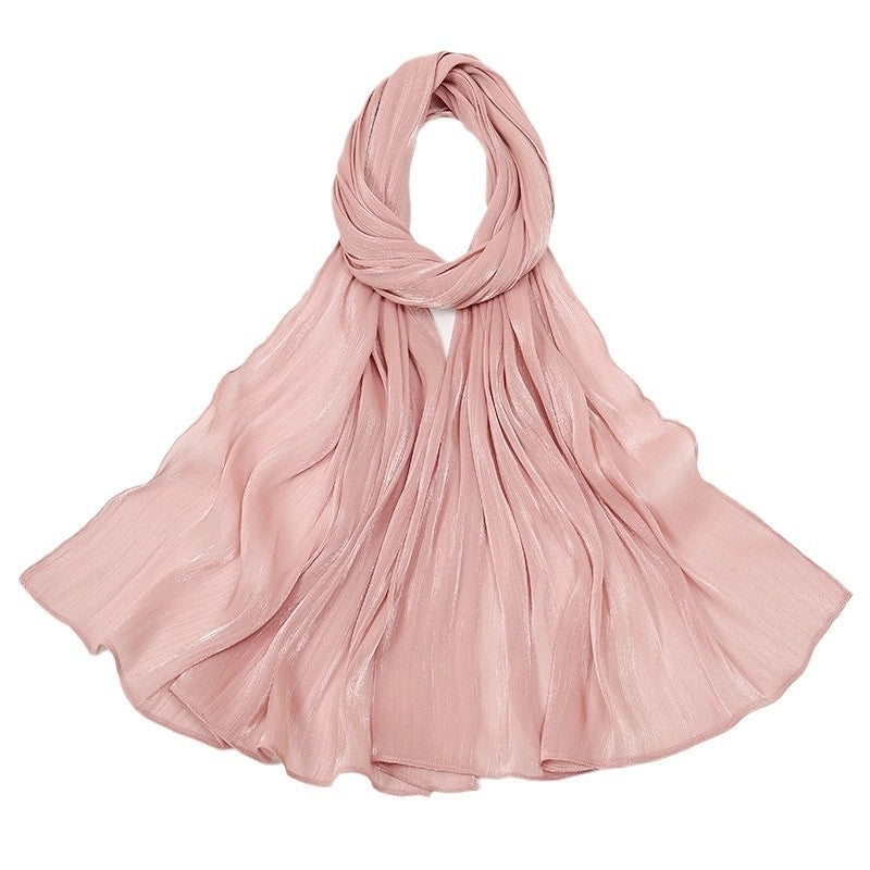 Women's Minimalist Solid Color Island Wrinkle Scarf Kerchief