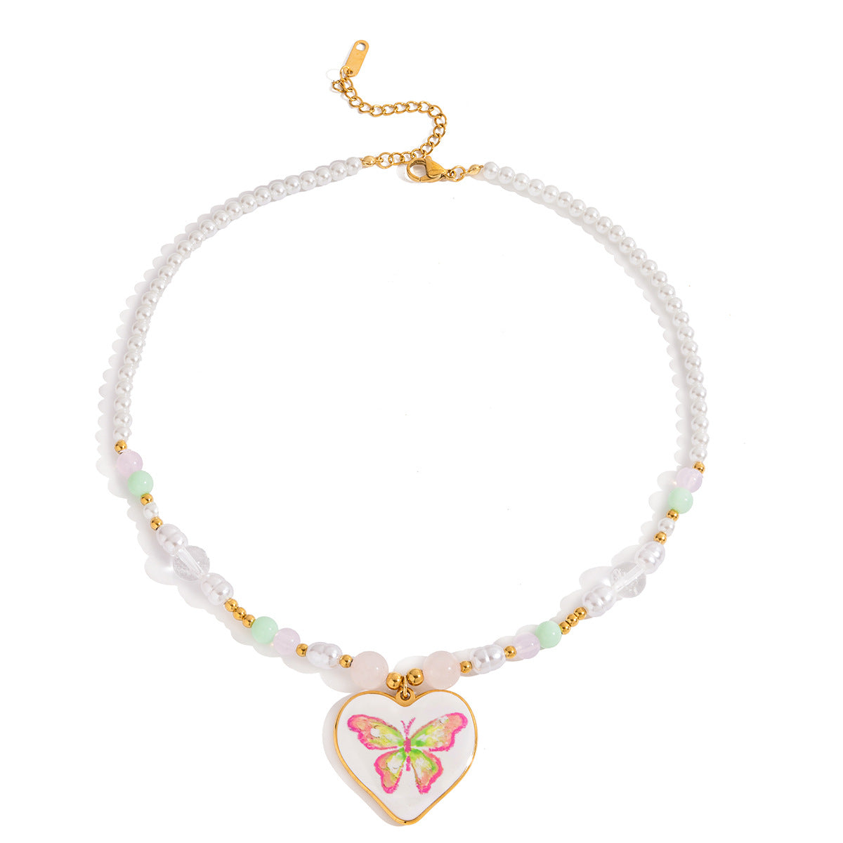 Stainless Steel Oil Drop Love Pearl Necklace Accessories Summer Necklace Hot Style Titanium Steel