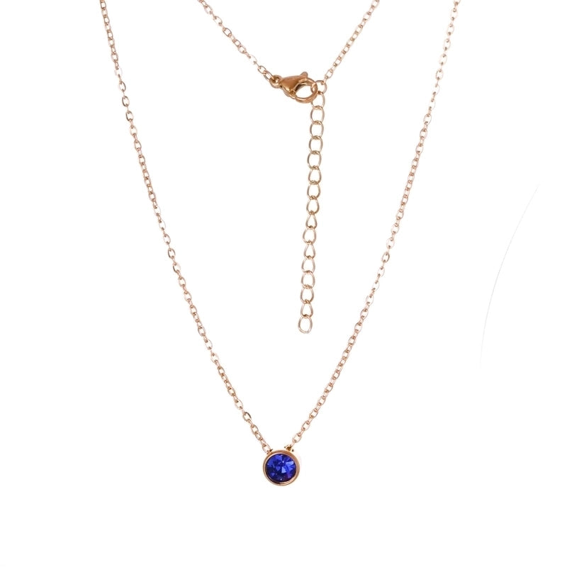 Stainless Steel 18K Gold Plated Rose Gold Plated IG Style Plating Inlay Round Birthstone Pendant Necklace