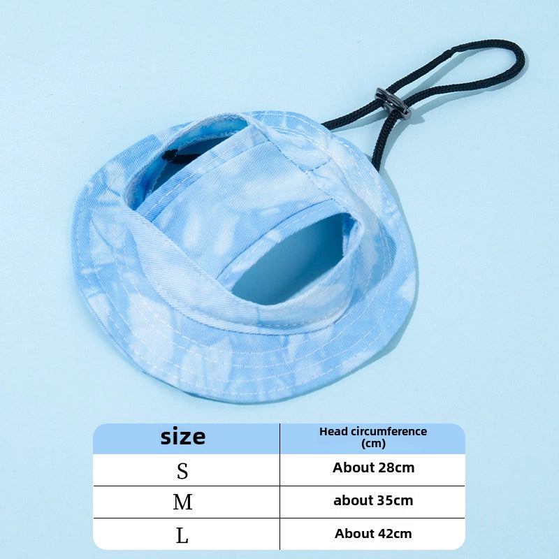 Dog Cat Sunshade Hat Exposed Ears Adjustable Rope Buckle Fisherman Hat Pet Supplies