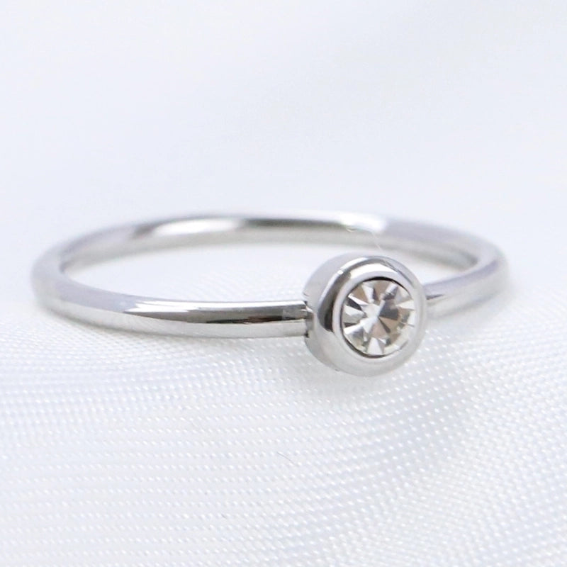 Minimalist Geometric Titanium Steel Plating Zircon Rings 1 Piece