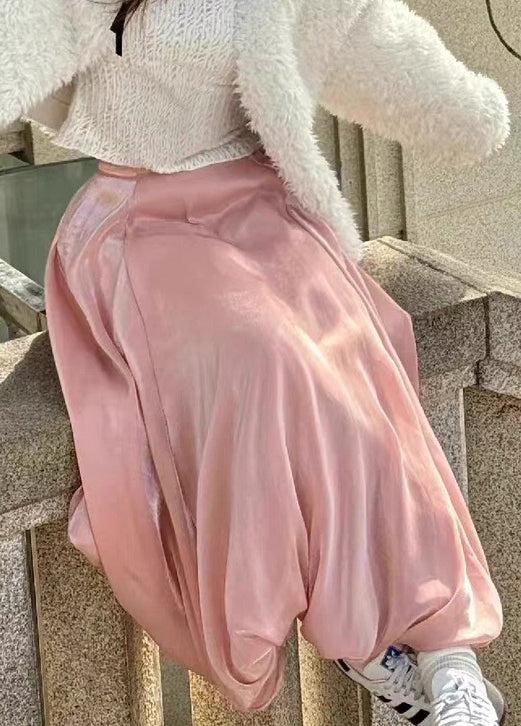 Women Pink Solid High Waist Skirts Summer