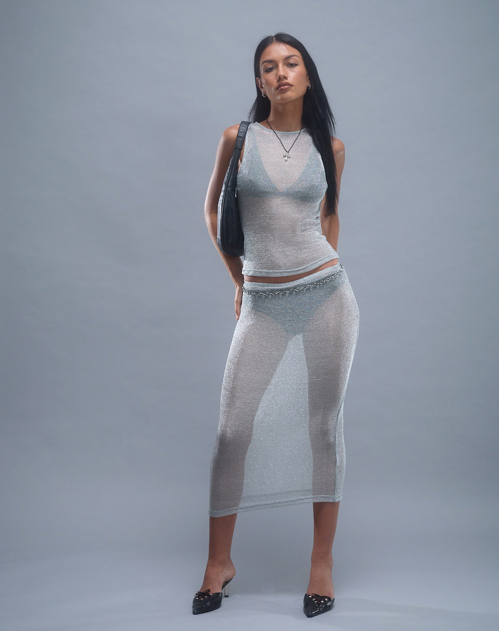 Cosima Tank Top in Silver Chain