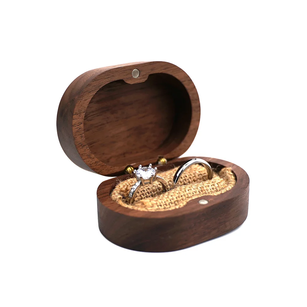 12 Holes Velvet Inside Heavy Ring Display Case Wooden Display Ring Box