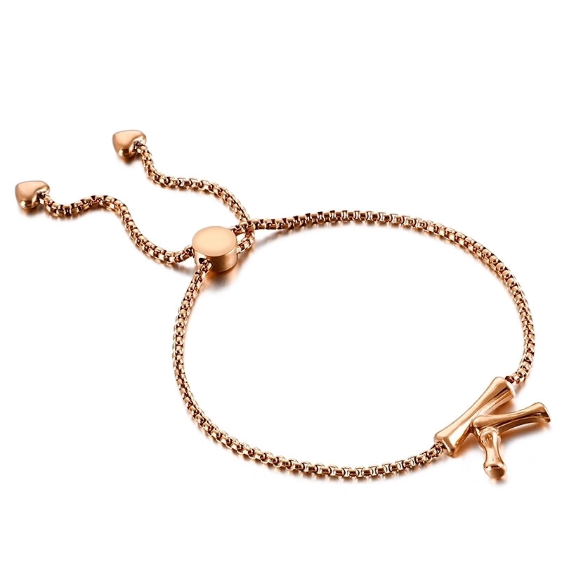 Casual Minimalist Letter Heart Shape Stainless Steel 18K Gold Plated Bracelets In Bulk