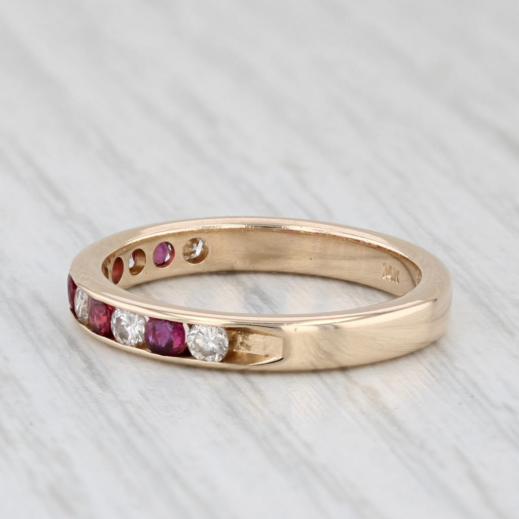 0.59ctw Ruby Diamond Band 14k Yellow Gold Size 6.25 Wedding Stackable Ring