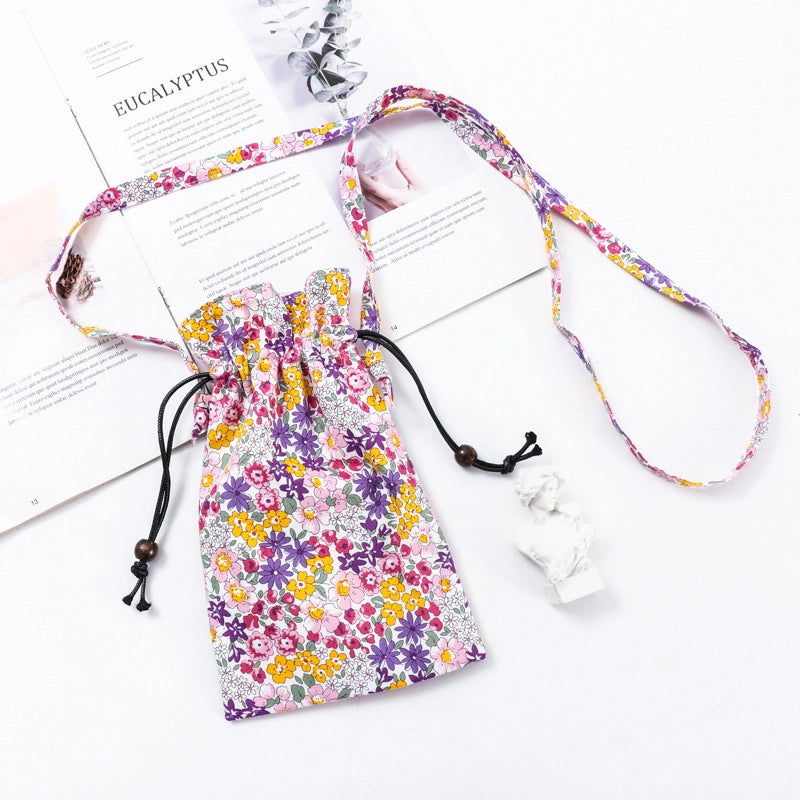 Women's Cotton Flower Elegant Square String Phone Wallets