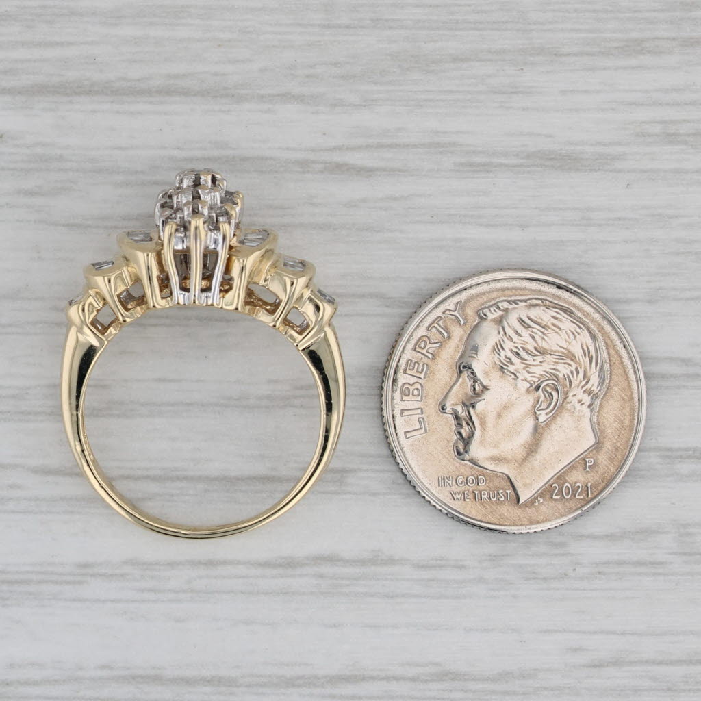 0.53ctw Diamond Cluster Ring 10k Yellow Gold Size 5