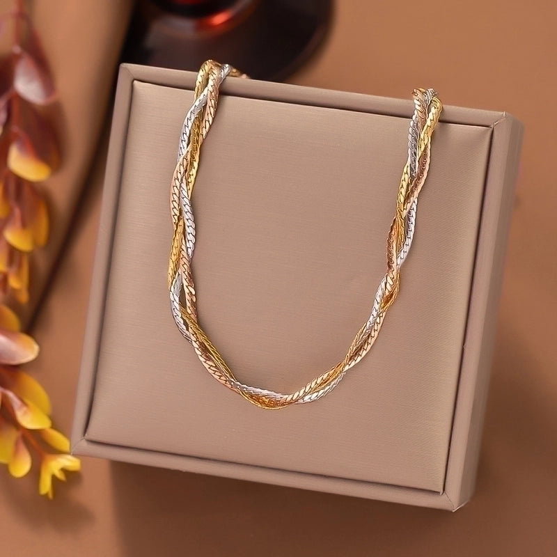 304 Stainless Steel 18K Gold Plated Rose Gold Plated Streetwear Plating Solid Color Layered Necklaces