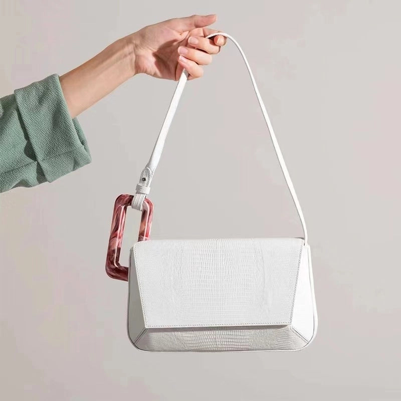 Women's Medium Pu Leather Color Block Streetwear Square Zipper Underarm Bag