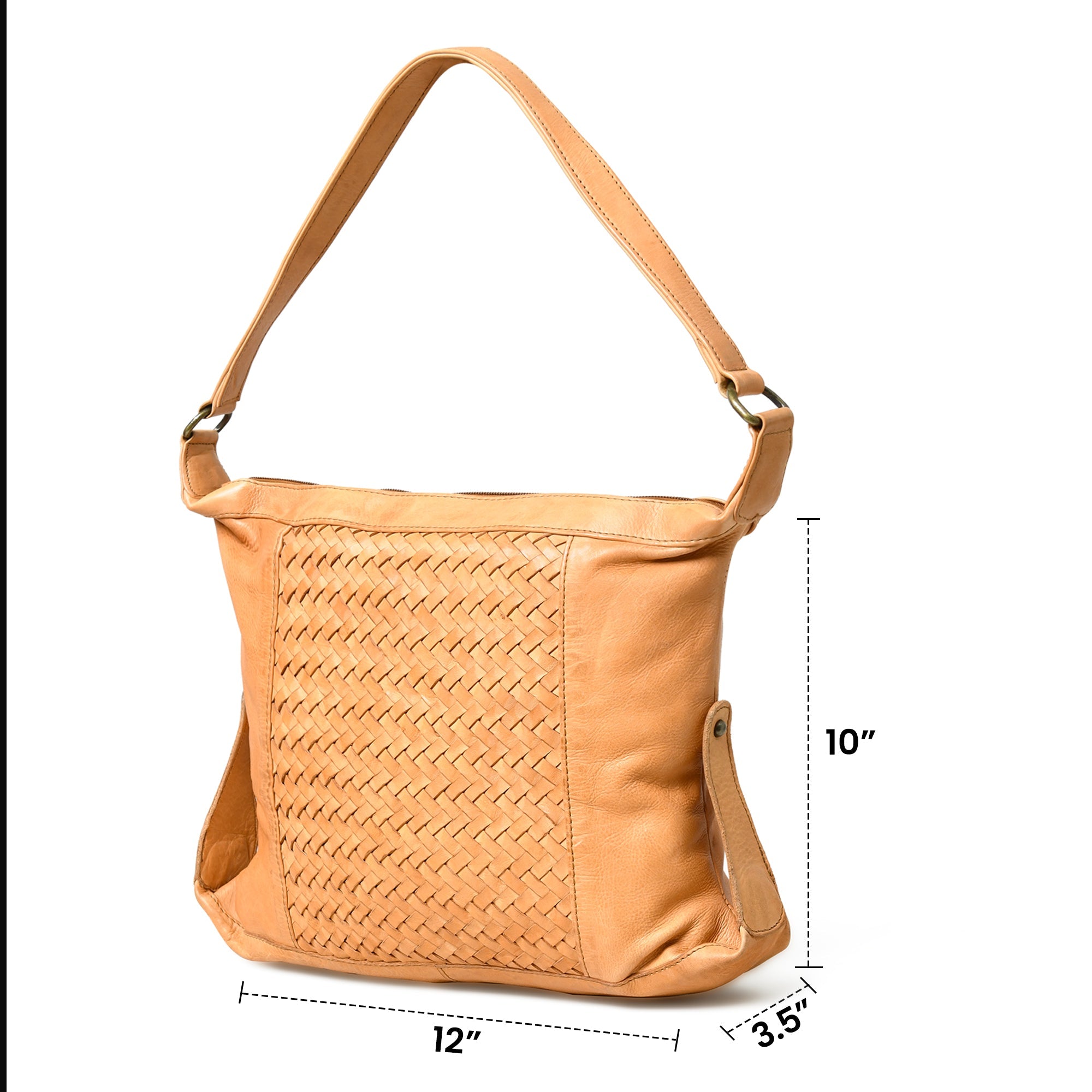 Textured Leather Shoulder Sling. Brown
