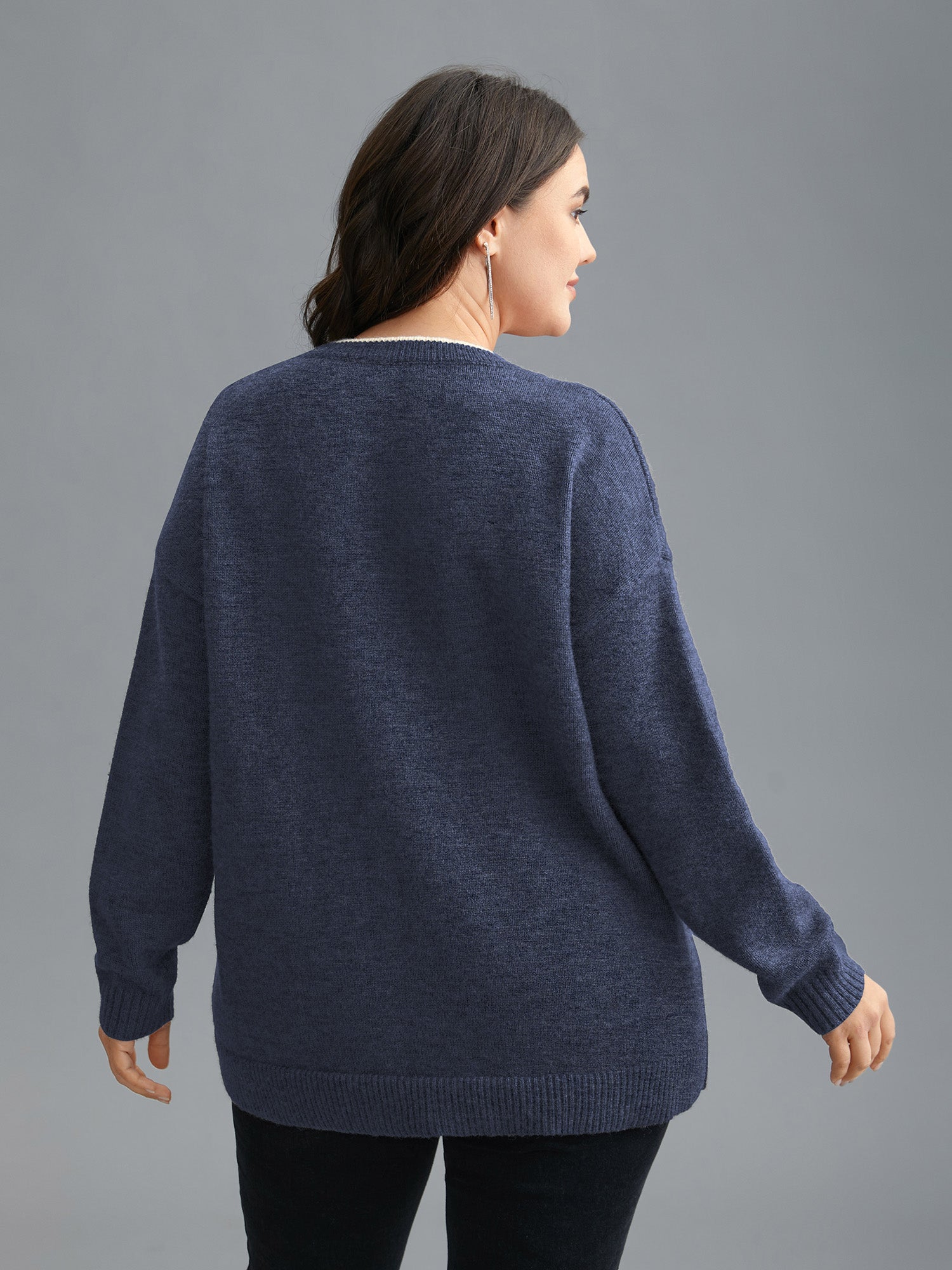 Floral Textured Crew Neck Pullover