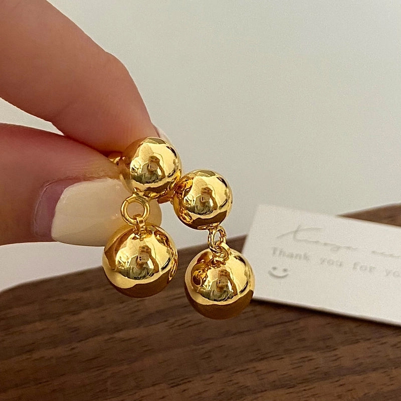 1 Pair Ig Style Minimalist Round Solid Color Plating Copper Drop Earrings