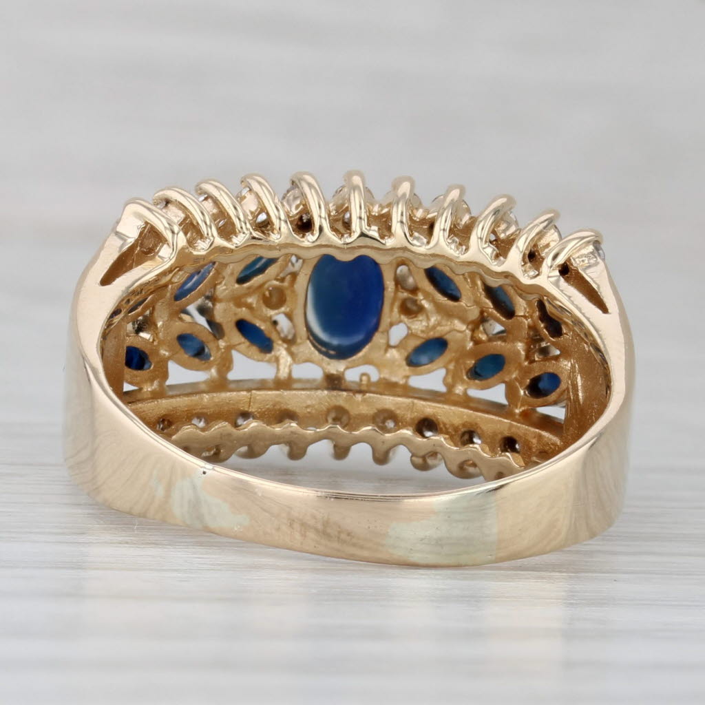 3.77ctw Blue Sapphire Diamond Ring 14k Yellow Gold Size 9.75 Cocktail