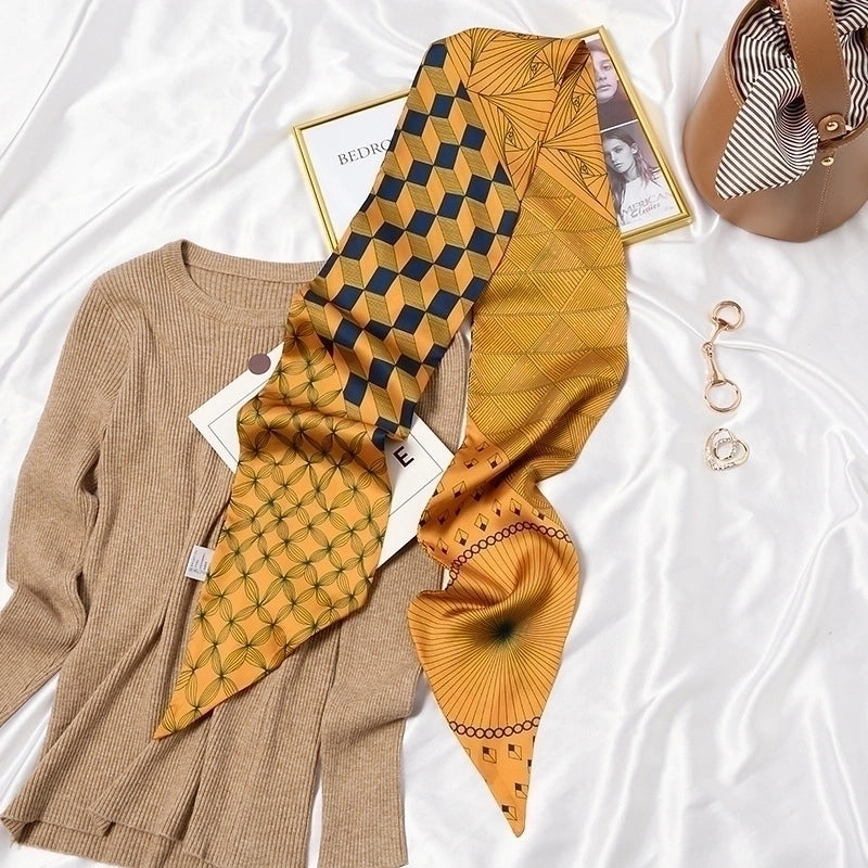 Women's Sweet Printing Geometric Satin Silk Scarf