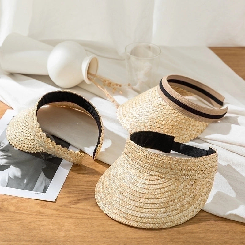 Women's Minimalist Commute Color Block Flat Eaves Straw Hat