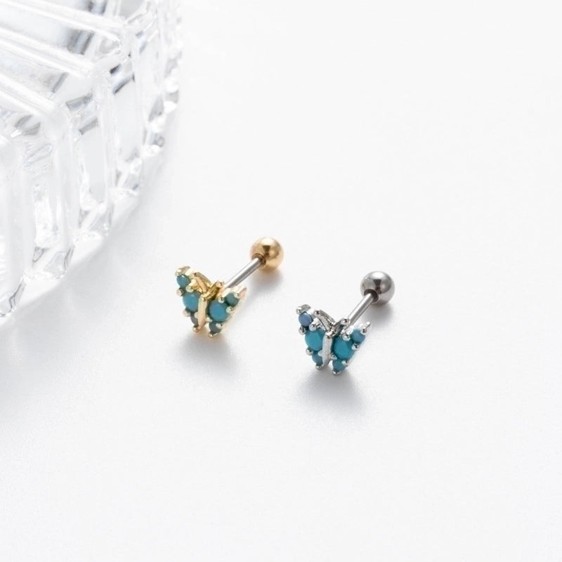 1 Piece Ear Cartilage Rings & Studs Retro Sweet Moon Crown Butterfly Copper Inlay Zircon