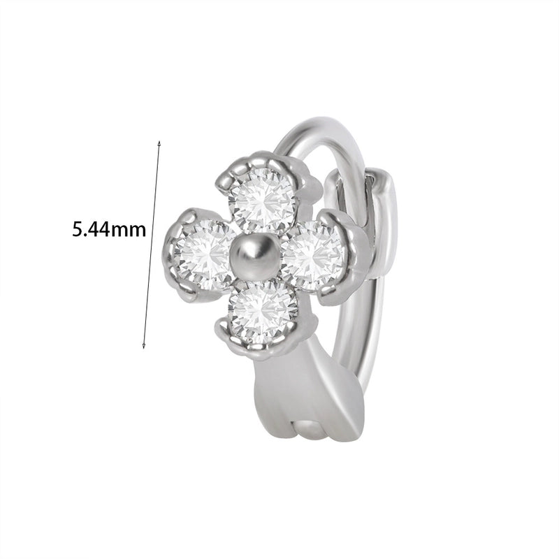 1 Piece Elegant Flower Butterfly Inlay Copper Rhinestones Zircon Earrings