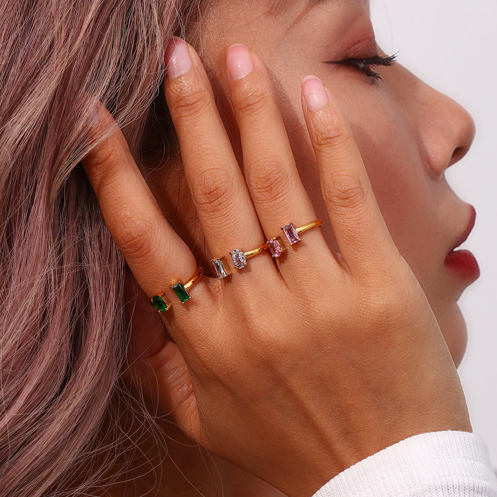 Minimalist Fashion Geometric Stainless Steel 18K Gold Plated Rings