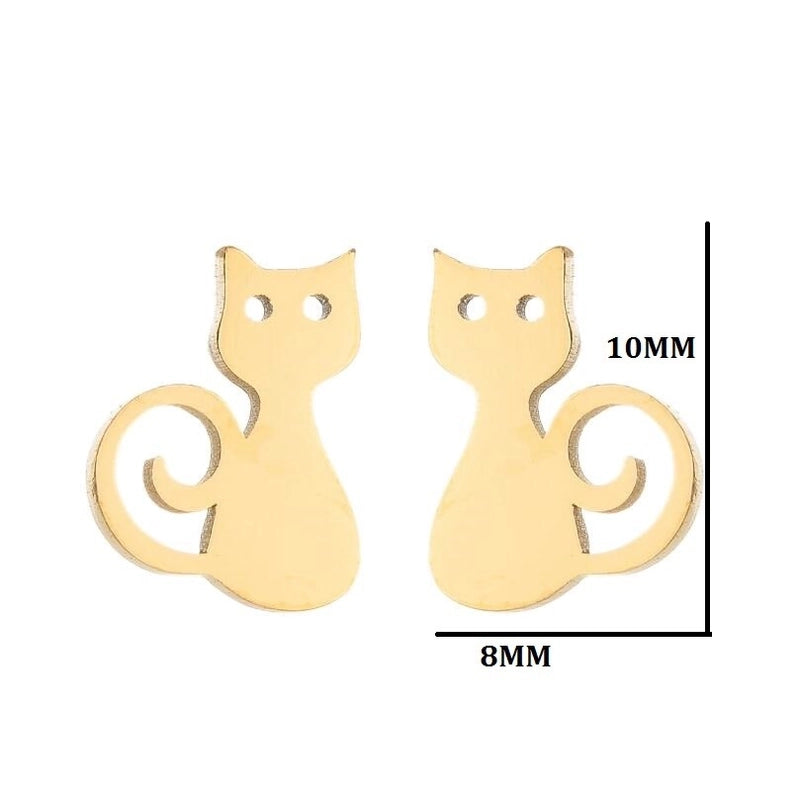 1 Pair Cute Cat Plating 304 Stainless Steel 18K Gold Plated Ear Studs