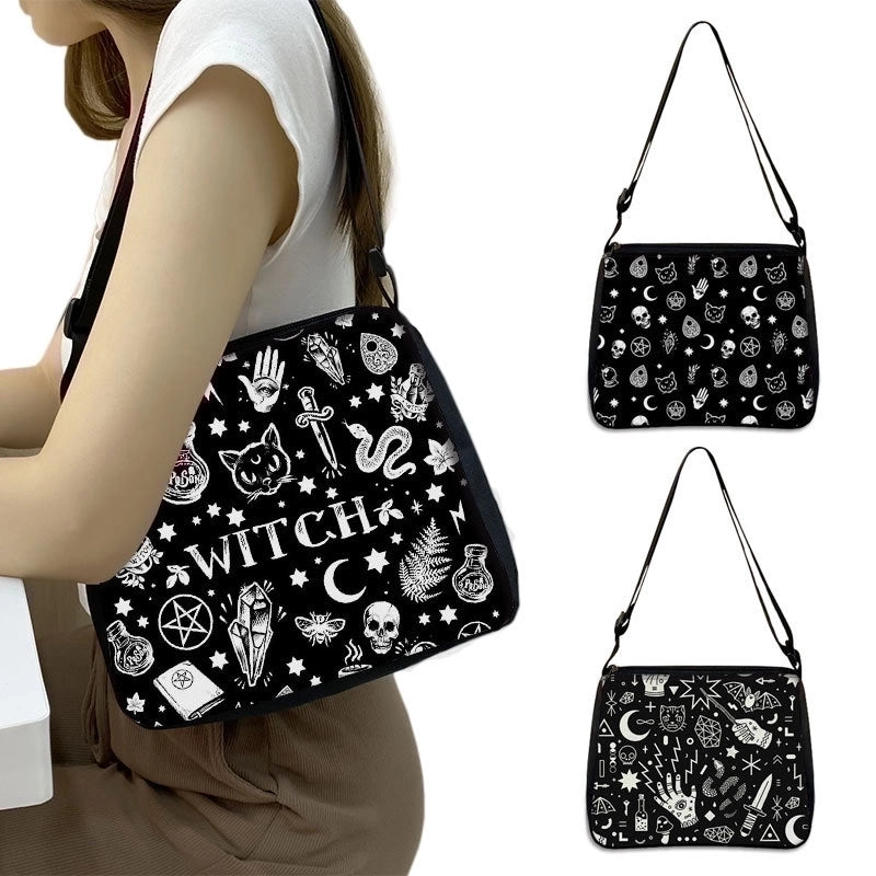 Women's Small All Seasons Polyester Cartoon Cat Vintage Style Square Zipper Underarm Bag
