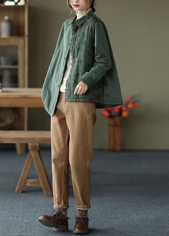 Style Lapel Asymmetric  Coats Women Blouses Chocolate Print Art Jackets