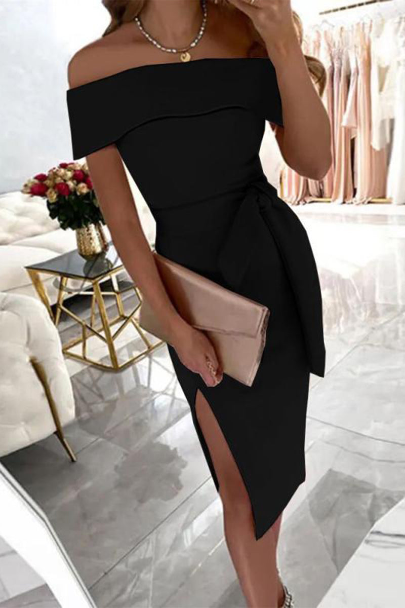 Fashion Off the Shoulder One Step Skirt Dresses(5 Colors)