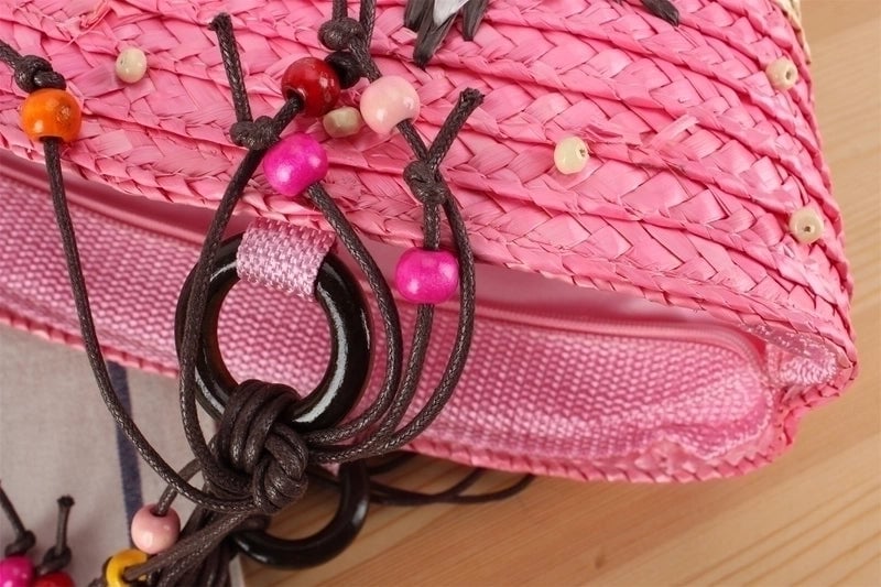 Women's Large Straw Star Cute Vegetable Basket Type Zipper Underarm Bag