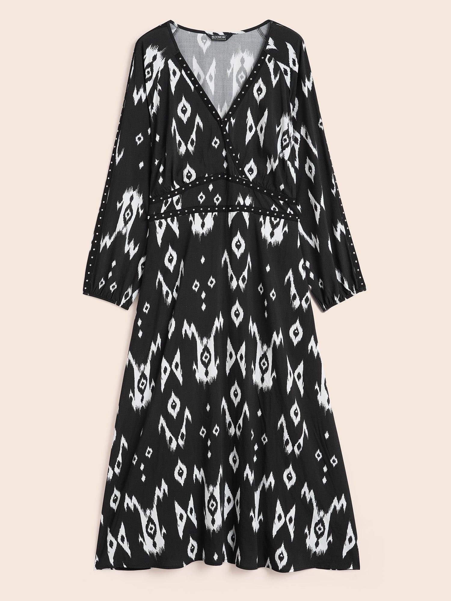 Abstract Studded Woven Maxi Dress