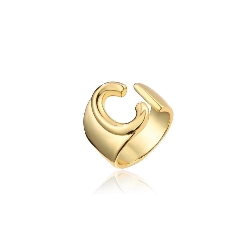 New 18k Copper Gold-plated Alphabet Open Ring