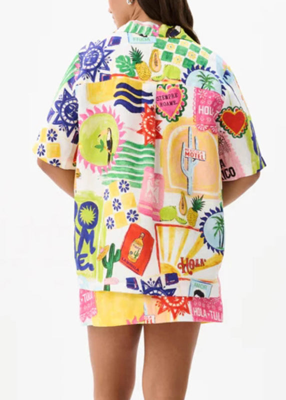 Vogue Print Shirts And Skirts Two Pieces Set Summer