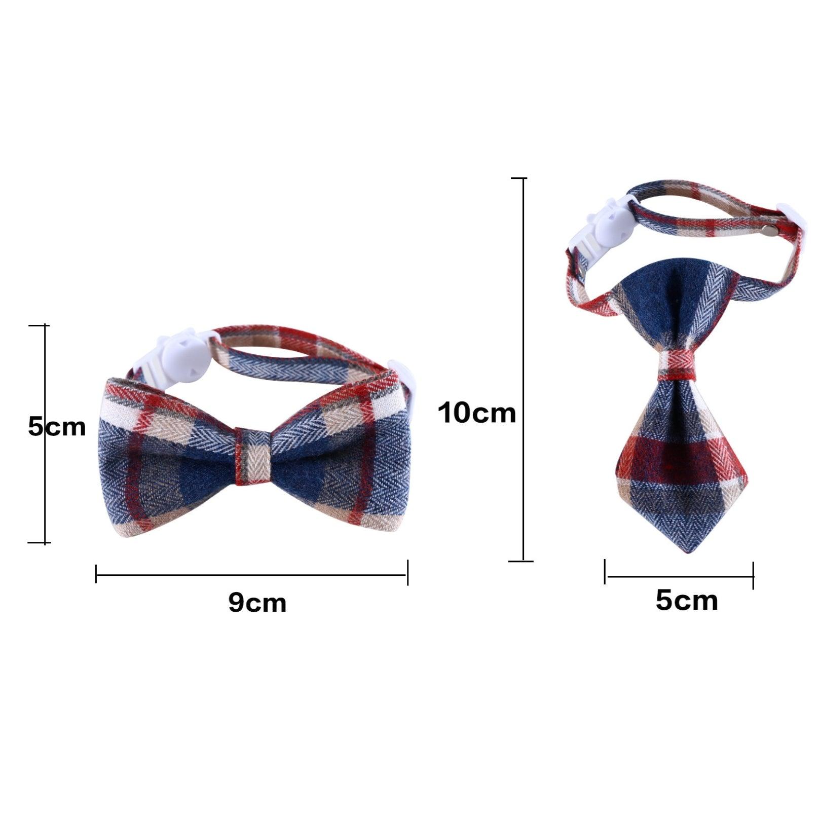 Pet Adjustable Bow/Tie Collar with Plaid Pattern