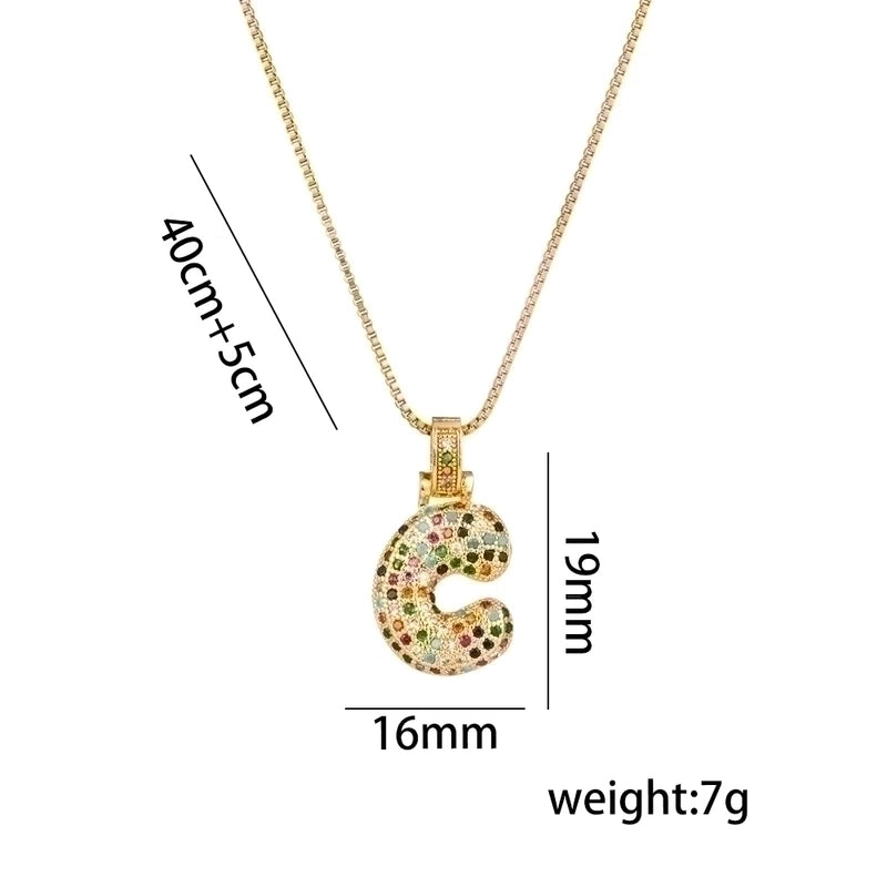 Titanium Steel 18K Gold Plated Minimalist Inlay Letter Zircon Pendant Necklace