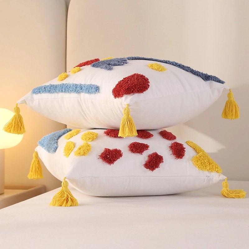 Style Tufted Tassel Rainbow Pillow Dopamine Home Decoration Bay Window Cushion Living Room Sofa Pillowcase